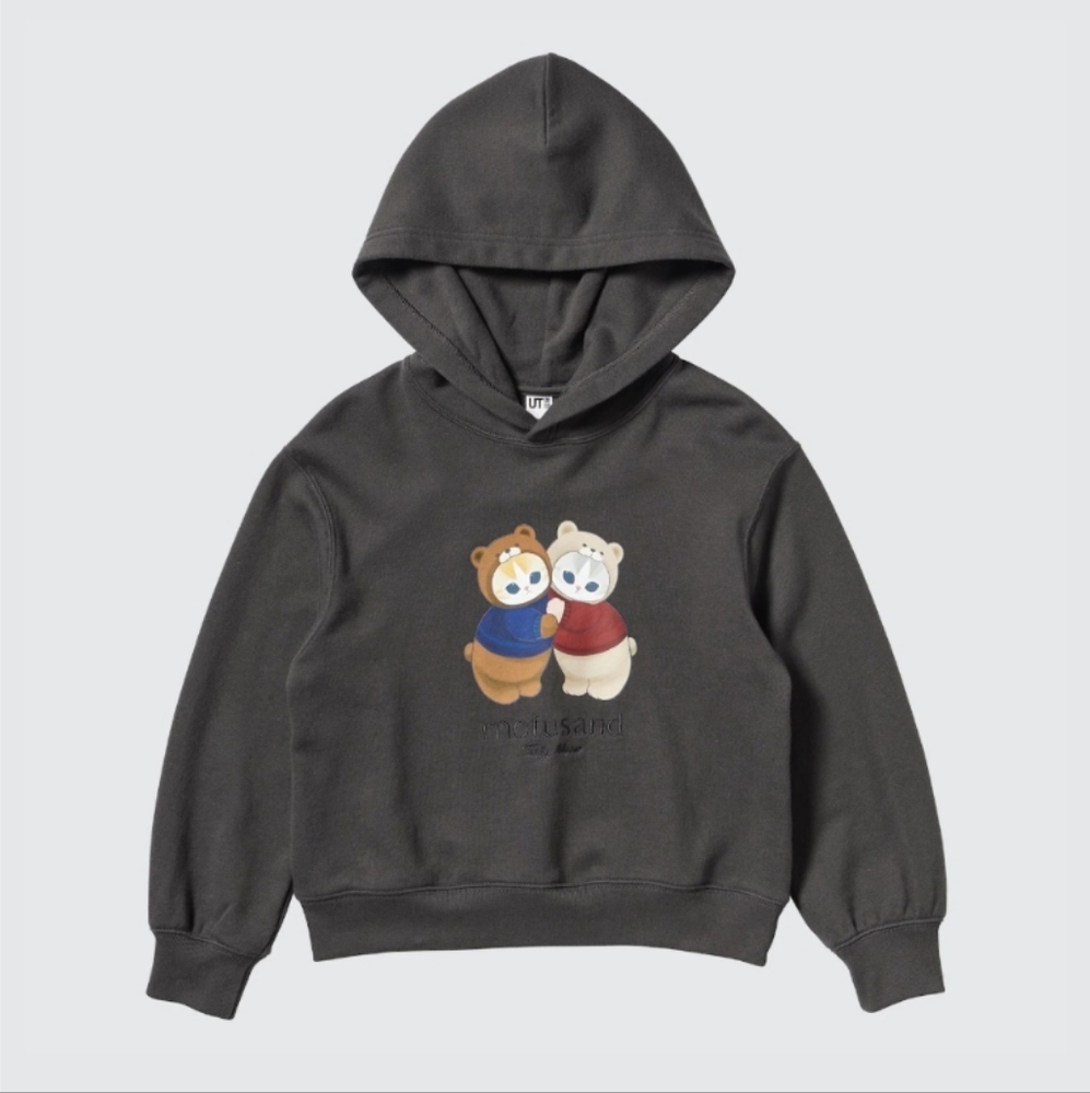 NWT Mofusand Teddy Meow Graphic Hoodie Kids Sweatshirt Size 13Y(160) Uniqlo